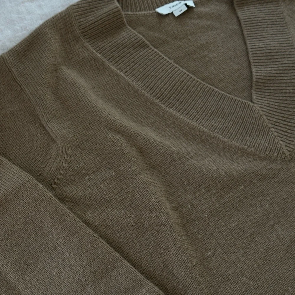 Tan V-Neck Sweater - Picture 9 of 12